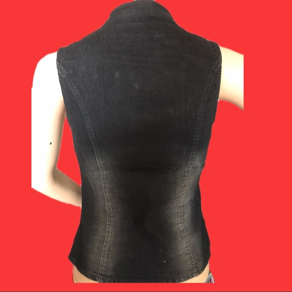 Black Denim Vest - Picture 5 of 7